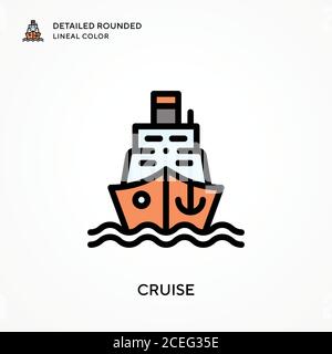 Cruise detailed rounded lineal color. Modern vector illustration concepts. Easy to edit and customize. Stock Vector