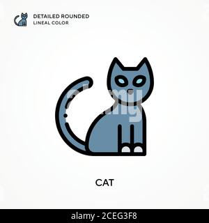 Cat Detailed Rounded Lineal color icon