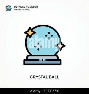 Crystal ball detailed rounded lineal color. Modern vector illustration concepts. Easy to edit and customize. Stock Vector