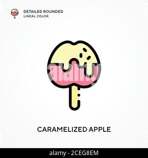Caramelized apple detailed rounded lineal color. Modern vector ...
