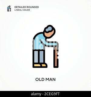 Old man detailed rounded lineal color. Modern vector illustration ...