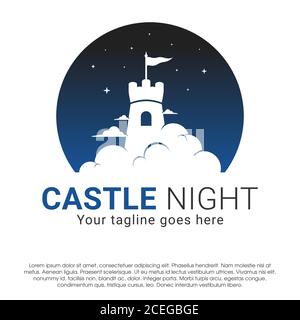 stronghold castle tower vector logo concept design template isolated on white background. Stronghold castle tower vector logo in inside a circle Stock Vector