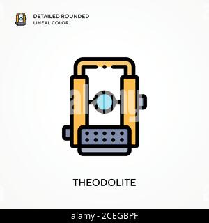 Theodolite detailed rounded lineal color. Modern vector illustration concepts. Easy to edit and customize. Stock Vector
