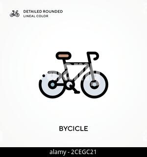 Bycicle detailed rounded lineal color. Modern vector illustration concepts. Easy to edit and customize. Stock Vector
