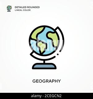 Geography detailed rounded lineal color. Modern vector illustration concepts. Easy to edit and customize. Stock Vector