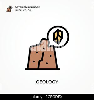 Geology detailed rounded lineal color. Modern vector illustration concepts. Easy to edit and customize. Stock Vector