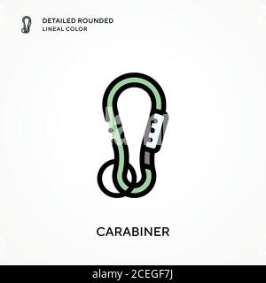 Carabiner detailed rounded lineal color. Modern vector illustration concepts. Easy to edit and customize. Stock Vector