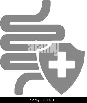 Healthy protected intestine icon. Digestive system protection symbol ...