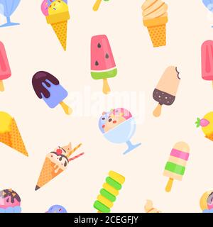 Ice cream - colorful flat design style pattern Stock Vector