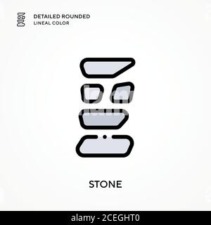 Stone detailed rounded lineal color. Modern vector illustration concepts. Easy to edit and customize. Stock Vector