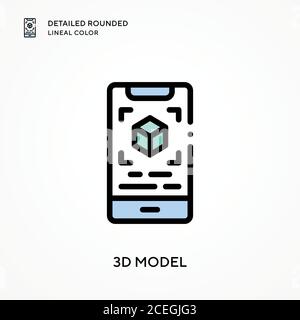 3d model detailed rounded lineal color. Modern vector illustration ...