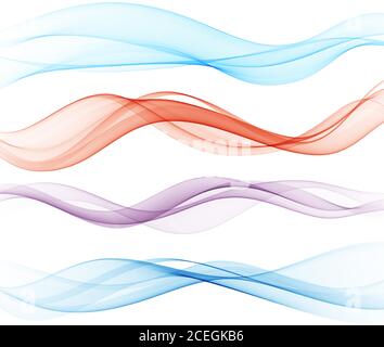 Smooth wave flow. Color wave. Set of abstract design elements Abstract wave Stock Vector