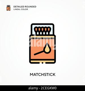 Matchstick detailed rounded lineal color. Modern vector illustration concepts. Easy to edit and customize. Stock Vector