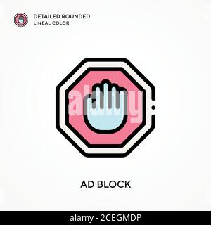 Ad block detailed rounded lineal color. Modern vector illustration concepts. Easy to edit and customize. Stock Vector