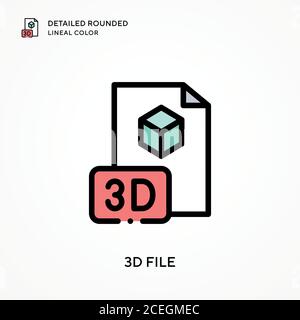 3d file detailed rounded lineal color. Modern vector illustration ...