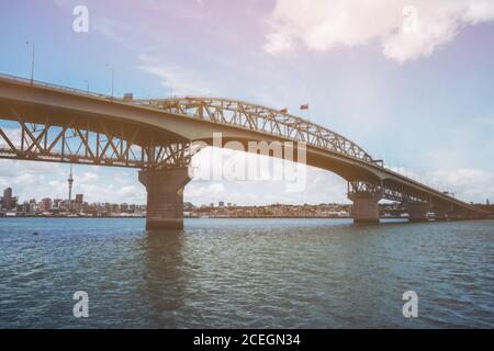 Auckland Harbour Bridge in Auckland, New Zealand Stock Photo