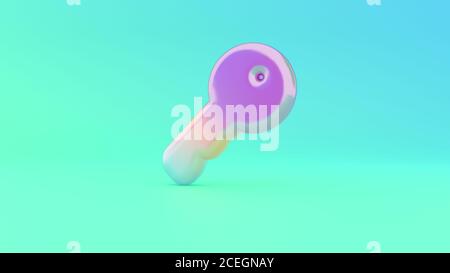 Colorful vibrant 3d rendering puffed symbol of key on colored background with shadow Stock Photo