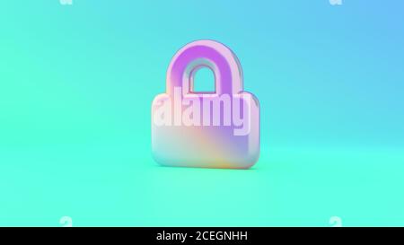Colorful vibrant 3d rendering puffed symbol of lock on colored background with shadow Stock Photo