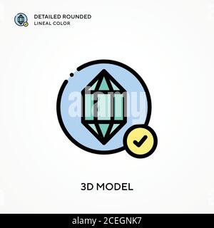 3d model detailed rounded lineal color. Modern vector illustration ...