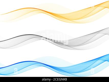 Smooth wave flow. Color wave. Set of abstract design elements Abstract wave Stock Vector