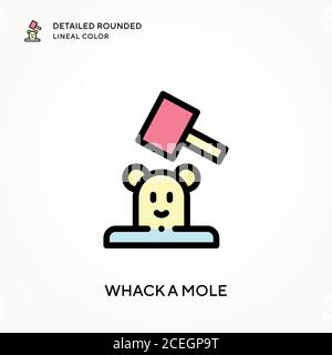 Whack a mole detailed rounded lineal color. Modern vector illustration concepts. Easy to edit and customize. Stock Vector
