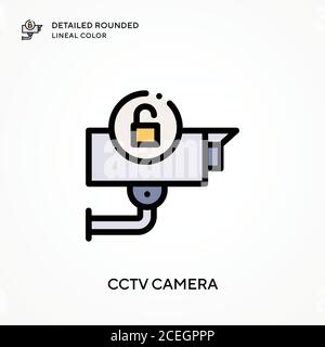 Cctv camera detailed rounded lineal color. Modern vector illustration concepts. Easy to edit and customize. Stock Vector