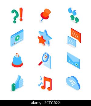 Social media symbols - modern isometric icons set Stock Vector