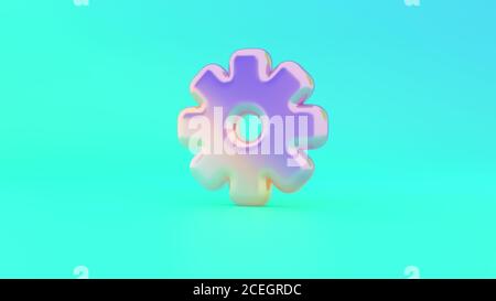 Colorful vibrant 3d rendering puffed symbol of cogwheel on colored background with shadow Stock Photo