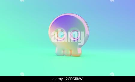 Colorful vibrant 3d rendering puffed symbol of skull on colored background with shadow Stock Photo