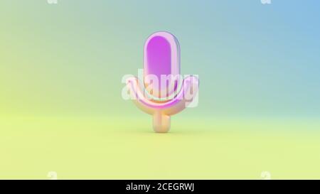 Colorful vibrant 3d rendering puffed symbol of microphone on colored background with shadow Stock Photo