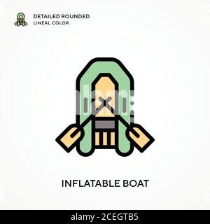 Inflatable boat detailed rounded lineal color. Modern vector illustration concepts. Easy to edit and customize. Stock Vector