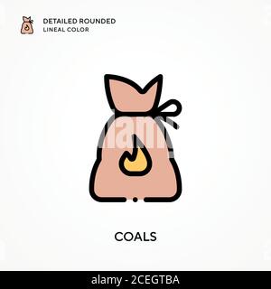 Coals detailed rounded lineal color. Modern vector illustration concepts. Easy to edit and customize. Stock Vector