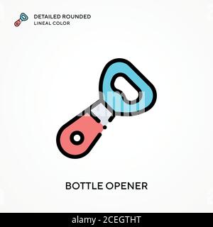 Bottle opener detailed rounded lineal color. Modern vector illustration concepts. Easy to edit and customize. Stock Vector