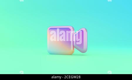 Colorful vibrant 3d rendering puffed symbol of camera   on colored background with shadow Stock Photo