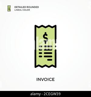 Invoice detailed rounded lineal color. Modern vector illustration concepts. Easy to edit and customize. Stock Vector