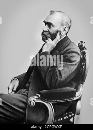 Alfred Nobel, portrait by Gösta Florman, date unknown. Alfred Bernhard Nobel (1833-1896) was a Swedish chemist, engineer, inventor, businessman and philanthropist, who is most famous for funding the Nobel Prize. Stock Photo