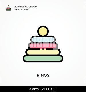 Rings detailed rounded lineal color. Modern vector illustration concepts. Easy to edit and customize. Stock Vector