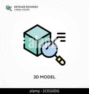 3d model detailed rounded lineal color. Modern vector illustration ...