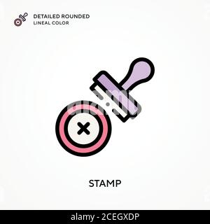 Stamp detailed rounded lineal color. Modern vector illustration concepts. Easy to edit and customize. Stock Vector