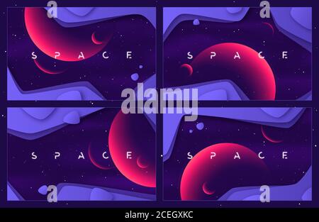Set of vector abstract backgrounds on the theme of outer space Stock Vector