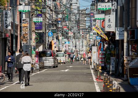 Osaka / Japan - May 21, 2018: Famous Dotonbori street in central Osaka, known for its many restaurants and shops, one of the main tourist destinations Stock Photo