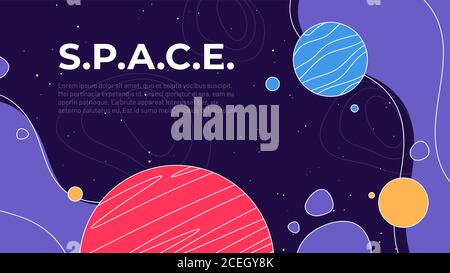 Vector illustration on the theme of outer space, interstellar travels, universe and distant galaxies Stock Vector