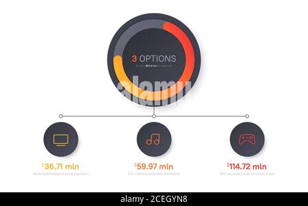 Vector presentation infographic structure chart design. Three options Stock Vector