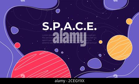 Vector illustration on the theme of outer space, interstellar travels, universe and distant galaxies Stock Vector