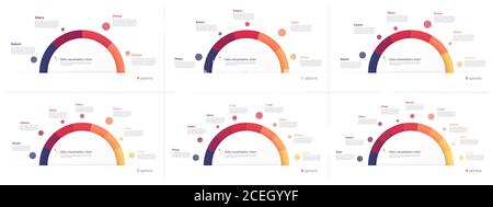 Vector circle chart designs, modern templates for creating infographics, presentations, reports, visualizations Stock Vector