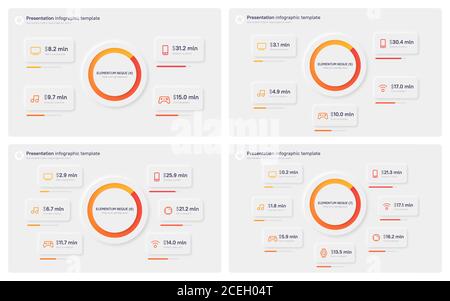 Presentation infographic templates in a modern clean style. 4 5 6 7 options Stock Vector