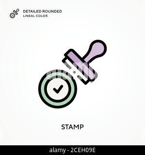 Stamp detailed rounded lineal color. Modern vector illustration concepts. Easy to edit and customize. Stock Vector