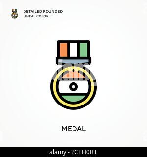 Medal detailed rounded lineal color. Modern vector illustration concepts. Easy to edit and customize. Stock Vector