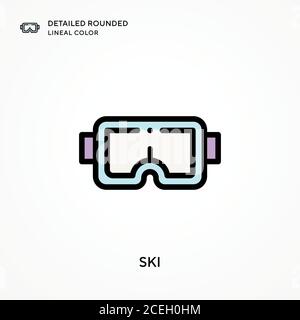 Ski detailed rounded lineal color. Modern vector illustration concepts. Easy to edit and customize. Stock Vector
