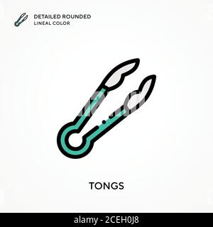 Tongs detailed rounded lineal color. Modern vector illustration concepts. Easy to edit and customize. Stock Vector